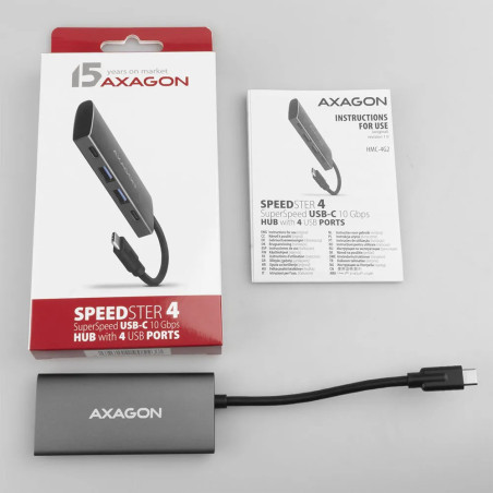AXAGON HMC-4G2 2x USB-A + 2x USB-C, USB-C 3.2 Gen 2 10Gbps hub, 13cm USB-C cable