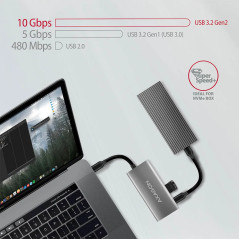 AXAGON HMC-4G2 2x USB-A + 2x USB-C, USB-C 3.2 Gen 2 10Gbps hub, 13cm USB-C cable