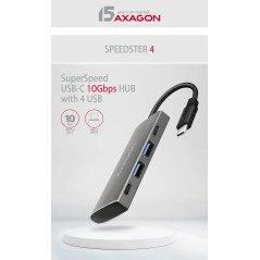 AXAGON HMC-4G2 2x USB-A + 2x USB-C, USB-C 3.2 Gen 2 10Gbps hub, 13cm USB-C cable