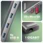 AXAGON HMC-10HLS, USB 5Gbps hub, 4x USB-A, HDMI 4K/60Hz, RJ-45, SD/microSD, PD 100W, 25cm USB-C cable AXAGON HMC-10HLS, USB 5Gbps hub, 4x USB-A, HDMI 4K/60Hz, RJ-45, SD/microSD, PD 100W, 25cm USB-C cable