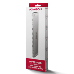 AXAGON HMC-10HLS, USB 5Gbps hub, 4x USB-A, HDMI 4K/60Hz, RJ-45, SD/microSD, PD 100W, 25cm USB-C cable