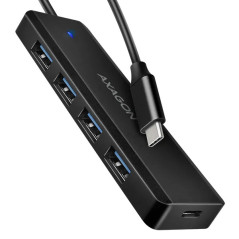 AXAGON HUE-C1C 4x USB3.2 Gen 1 Travel hub, USB-C power IN, w. 20cm Type-C cable