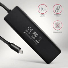 AXAGON HUE-C1C 4x USB3.2 Gen 1 Travel hub, USB-C power IN, w. 20cm Type-C cable