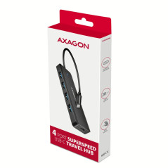 AXAGON HUE-C1C 4x USB3.2 Gen 1 Travel hub, USB-C power IN, w. 20cm Type-C cable