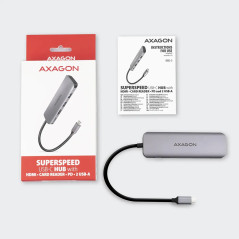Multiport USB 3.2 Gen 1 hub. HDMI, card reader and Power Delivery. 20 cm USB-C cable.