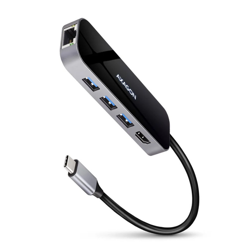 Axagon Multiport USB 3.2 Gen 1 hub. HDMI, Gigabit LAN and Power Delivery. 20 cm USB-C cable. Axagon Multiport USB 3.2 Gen 1 hub. HDMI, Gigabit LAN and Power Delivery. 20 cm USB-C cable.