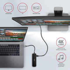 Axagon Multiport USB 3.2 Gen 1 hub. HDMI, Gigabit LAN and Power Delivery. 20 cm USB-C cable.