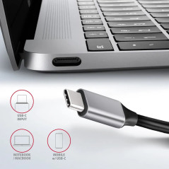 Axagon Multiport USB 3.2 Gen 1 hub. HDMI, Gigabit LAN and Power Delivery. 20 cm USB-C cable.