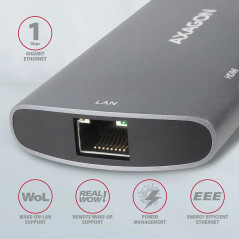 Axagon HMC-6M2 SUPERSPEED USB-C COMBO 6IN1 HUBMultiport USB 3.2 Gen 1 hub. SATA M.2, HDMI, Gigabit LAN and Power Delivery. Cable