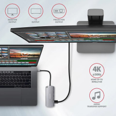Axagon HMC-6M2 SUPERSPEED USB-C COMBO 6IN1 HUBMultiport USB 3.2 Gen 1 hub. SATA M.2, HDMI, Gigabit LAN and Power Delivery. Cable
