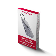Axagon Multi port USB-C 10Gbps hub. NVMe/SATA M.2, HDMI, card reader and Power Delivery. Cable USB-C 20 cm.