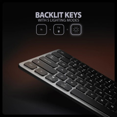 AXAGON HMC-KB keyboard USB-C 5Gbps with HUB, microSD/SD, 3x USB-A, HDMI 4K/60Hz, PD 100W, Audio, US layout