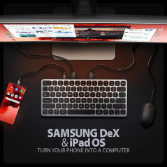 AXAGON HMC-KB keyboard USB-C 5Gbps with HUB, microSD/SD, 3x USB-A, HDMI 4K/60Hz, PD 100W, Audio, US layout
