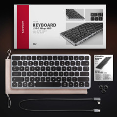 AXAGON HMC-KB keyboard USB-C 5Gbps with HUB, microSD/SD, 3x USB-A, HDMI 4K/60Hz, PD 100W, Audio, US layout