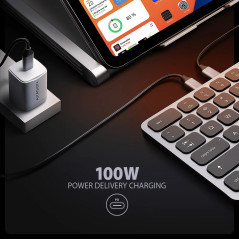 AXAGON HMC-KB keyboard USB-C 5Gbps with HUB, microSD/SD, 3x USB-A, HDMI 4K/60Hz, PD 100W, Audio, US layout