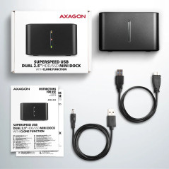 AXAGON ADSA-D25 USB 3.2 Gen 1 - 2x SATA 6G 2.5" SSD/HDD CLONE DUAL MINI dock