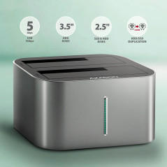 AXAGON ADSA-DC USB3.2 Gen1 - 2x SATA 6G CLONE DUAL HDD Dock Station ASMedia