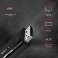 Active USB-C - DisplayPort cable - adapter AXAGON RVC-DPC for connecting a DisplayPort monitor/TV/projector to a notebook or mob