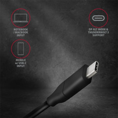 Active USB-C - DisplayPort cable - adapter AXAGON RVC-DPC for connecting a DisplayPort monitor/TV/projector to a notebook or mob