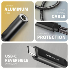 AXAGON ADA-HCPD USB-C to 3.5mm jack - Hi-Res DAC audio adapter, 384kHz/32bit, PD 60W 3A