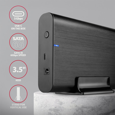 AXAGON EE35-A6C USB-C 3.2 Gen 1 - SATA 6G, 3.5" External screwless box BLACK