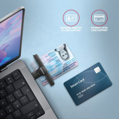 Axagon Foldable pocket USB-A contact Smart / ID card reader.