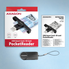 Axagon Foldable pocket USB-A contact Smart / ID card reader.