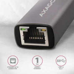 AXAGON ADE-TRC Type-C USB3.2 Gen 1 - Gigabit Ethernet 10/100/1000 Adapter, metal, titan grey