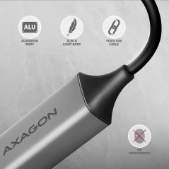 AXAGON ADE-TXCA USB-C USB3.2 Gen 1 + USB-A reduction- Gigabit Ethernet 10/100/1000 Adapter, metal, titan grey