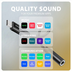 AXAGON ADA-HC USB-C - 3.5mm (F) connector, Hi-Res DAC, Audio Adapter 32bit 384kHz