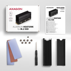 Axagon Passive aluminum heatsink for single-sided and double-sided M.2 SSD disks, size 2280, height 36 mm.