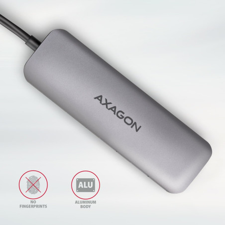 Axagon Multi port USB 3.2 Gen 1 hub. HDMI, card reader and three USB-A outputs. Cable USB-C 20 cm.