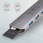 Axagon Multi port USB 3.2 Gen 1 hub. HDMI, card reader and three USB-A outputs. Cable USB-C 20 cm.