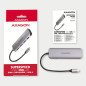 Axagon Multi port USB 3.2 Gen 1 hub. HDMI, card reader and three USB-A outputs. Cable USB-C 20 cm.