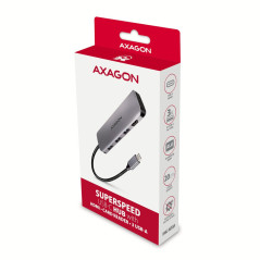 Axagon Multi port USB 3.2 Gen 1 hub. HDMI, card reader and three USB-A outputs. Cable USB-C 20 cm.