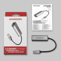 Axagon ADE-25R SUPERSPEED USB-A 2.5 GIGABIT ETHERNETCompact aluminum USB-A 3.2 Gen 1 2.5 Gigabit Ethernet 10/100/1000/2500 Mbit