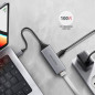 AXAGON ADE-TXPD USB-C USB3.2 Gen 1 - Gigabit Ethernet + PD 100W, Switch comp., metal, grey