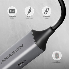 AXAGON ADE-TXPD USB-C USB3.2 Gen 1 - Gigabit Ethernet + PD 100W, Switch comp., metal, grey