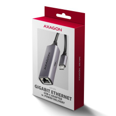 AXAGON ADE-TXPD USB-C USB3.2 Gen 1 - Gigabit Ethernet + PD 100W, Switch comp., metal, grey