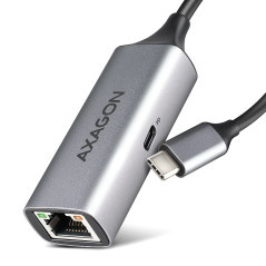 AXAGON ADE-TXPD USB-C USB3.2 Gen 1 - Gigabit Ethernet + PD 100W, Switch comp., metal, grey