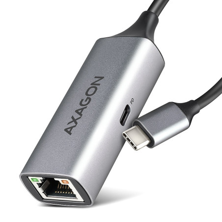 AXAGON ADE-TXPD USB-C USB3.2 Gen 1 - Gigabit Ethernet + PD 100W, Switch comp., metal, grey