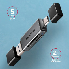 Axagon CRE-DAC External, Type-C+Type-A 2-slot SD/microSD