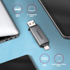 Axagon CRE-DAC External, Type-C+Type-A 2-slot SD/microSD