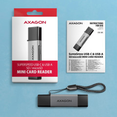 Axagon CRE-DAC External, Type-C+Type-A 2-slot SD/microSD