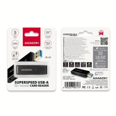 Axagon Slim super-speed USB 3.2 Gen 1 card reader with a direct USB-A connector.