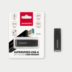 Axagon Slim super-speed USB 3.2 Gen 1 card reader with a direct USB-A connector.
