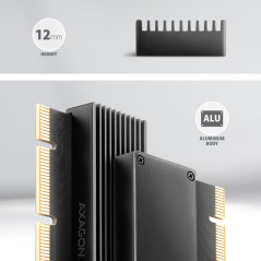 AXAGON PCEM2-XS PCI-E 3.0 16x - M.2 SSD NVMe, up to 80mm SSD, low profile, heatsink