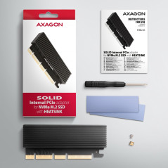 AXAGON PCEM2-XS PCI-E 3.0 16x - M.2 SSD NVMe, up to 80mm SSD, low profile, heatsink