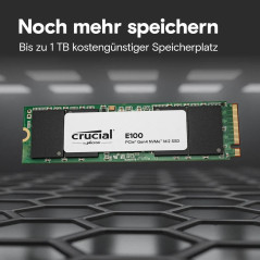 Crucial E100 480GB SSD PCIe 4.0 Gen4 M.2 2280 NVMe, Read/Write: 4500/2500 MB/s