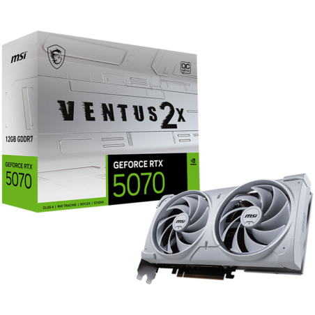 MSI Video Card Nvidia GeForce RTX 5070 12G VENTUS 2X OC WHITE, 12GB GDDR7, 192bit, Effective Memory Clock: 28000MHz, Boost: 2542